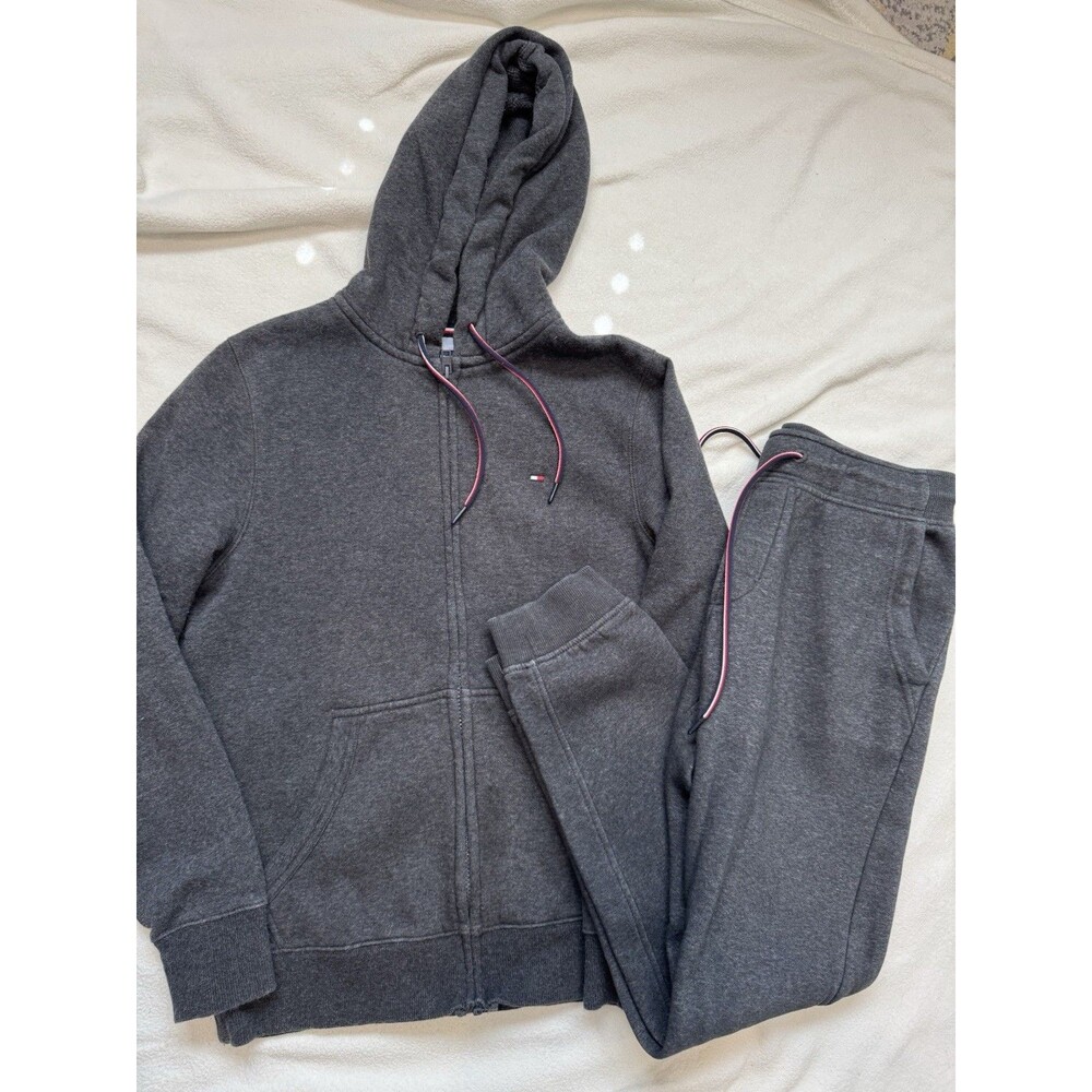 Tommy Hilfiger Sweatsuit Jogging Set Tech Fleece Zip Hoodie Men’s XS Dark Gray